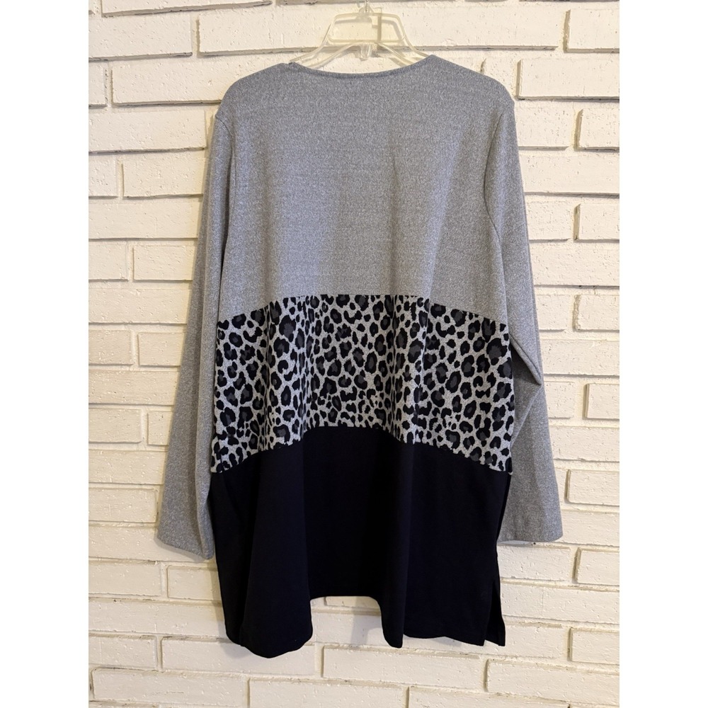 Belle by Kim Gravel Color-Block Cardigan Size XL Black Gray Polyester/Spandex - Picture 5 of 7